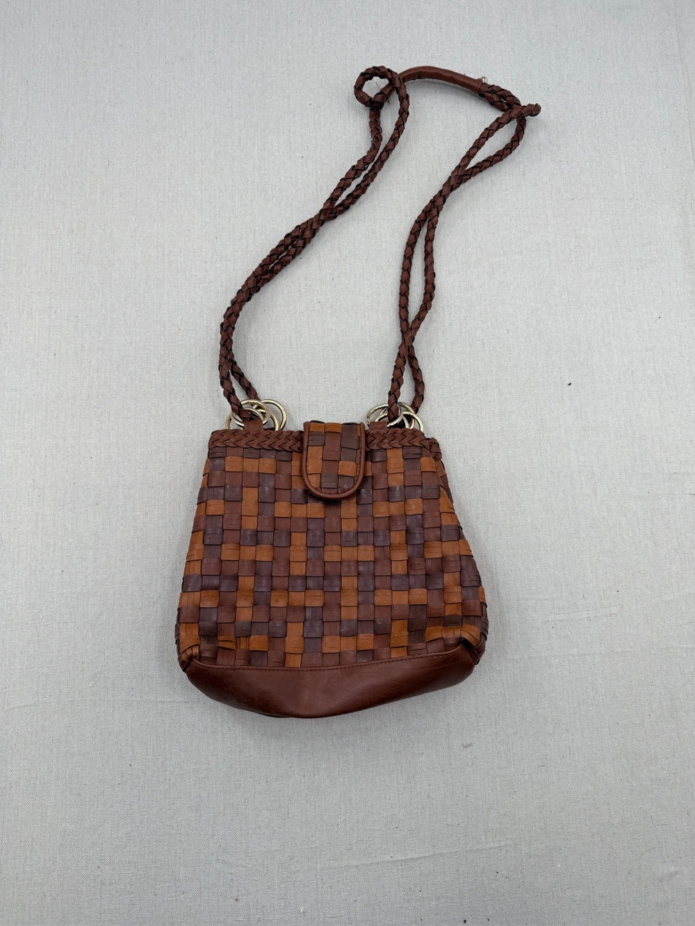 Handwoven Brown  Crossbody Bag with Braided Strap